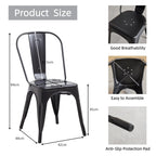 HJhomeheart Vintage Style Stackable Metal Dining Chairs Set of 4