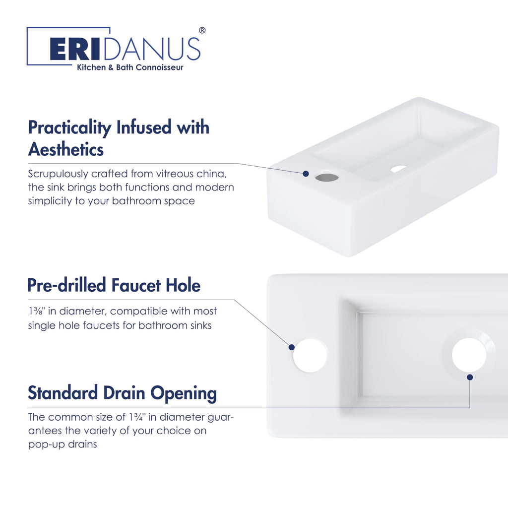 Eridanus Modern Rectangular Ceramic Bathroom Sink