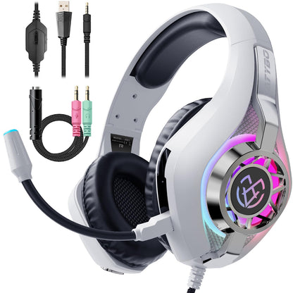 Gaming Headset for PC, Ps5, Switch, Mobile, Gaming Headphones for Nintendo with Noise Canceling Mic, Deep Bass Stereo Sound