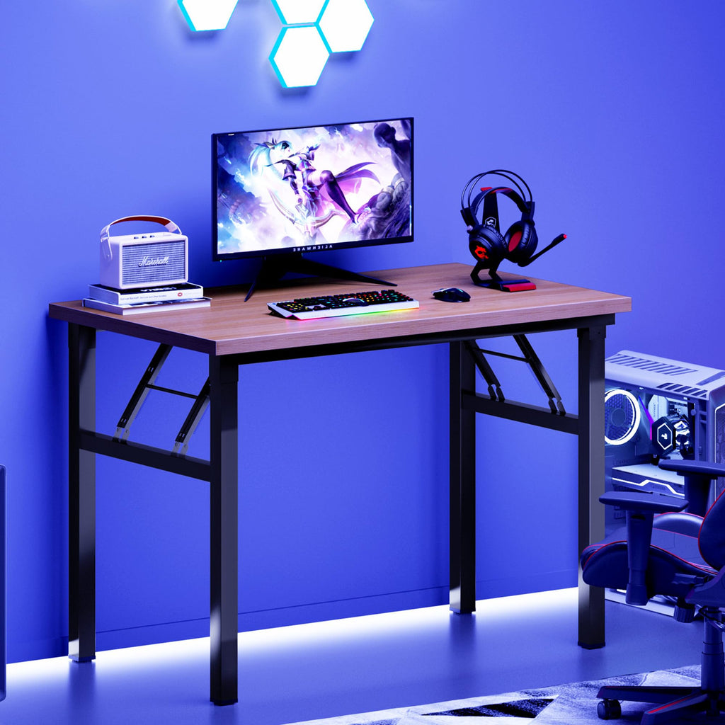 DlandHome Folding Home Office Desk with Solid Wood Particle Board