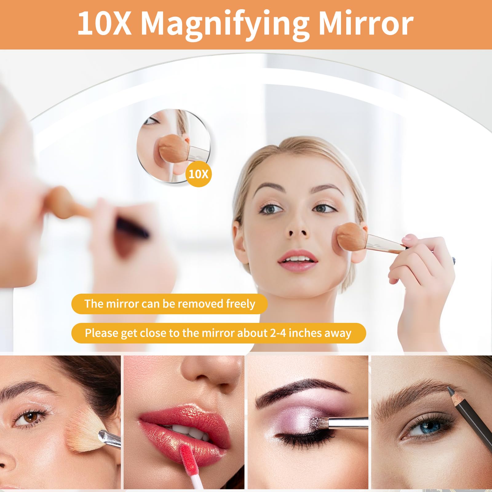JAMK Vanity Mirror with LED Lights and 10X Magnification