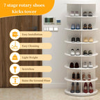 PTUWODS 7 Tier Rotating Shoe Cabinet in White