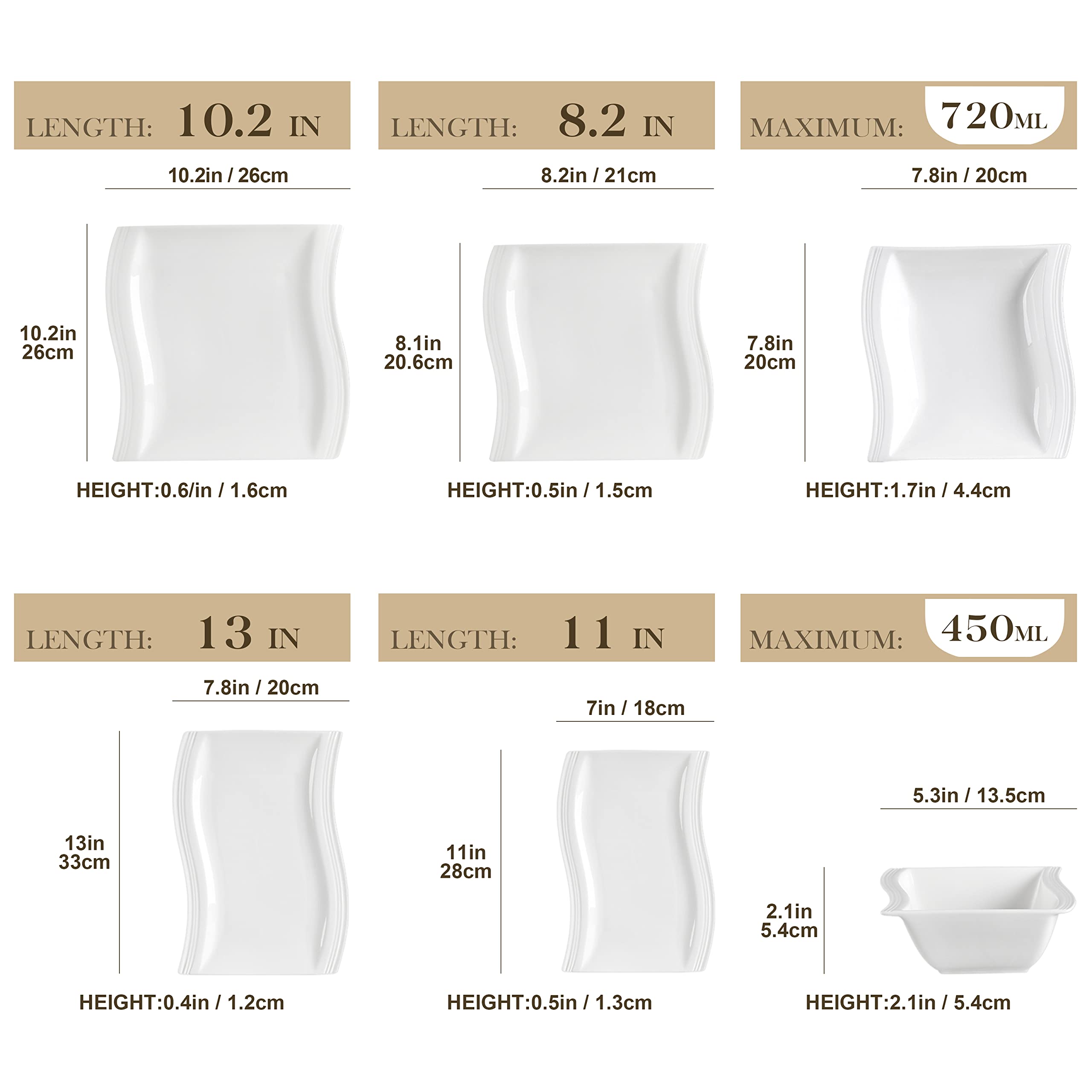 MALACASA 26-Piece Ivory White Porcelain Dinnerware Set Flora