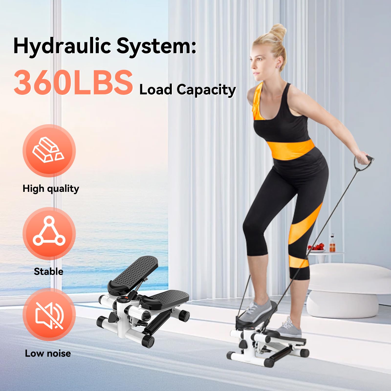Joxir Mini Stepper with Resistance Bands for Home Workouts