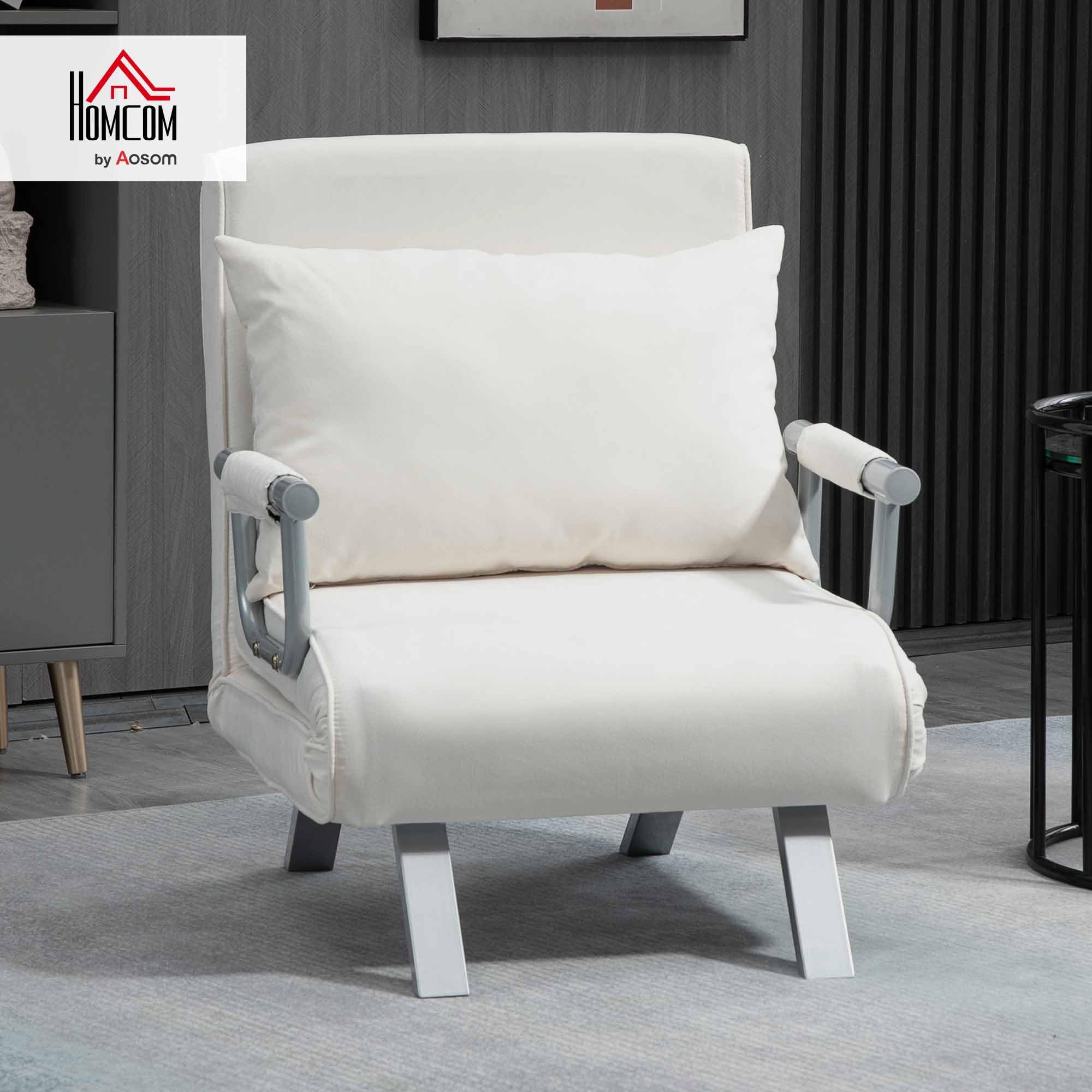 HOMCOM 1 Seater Convertible Armchair Sofa Bed with Removable Cover