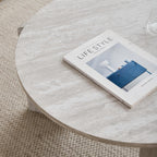 JZGORC Set of 2 White Imitation Travertine Coffee Tables