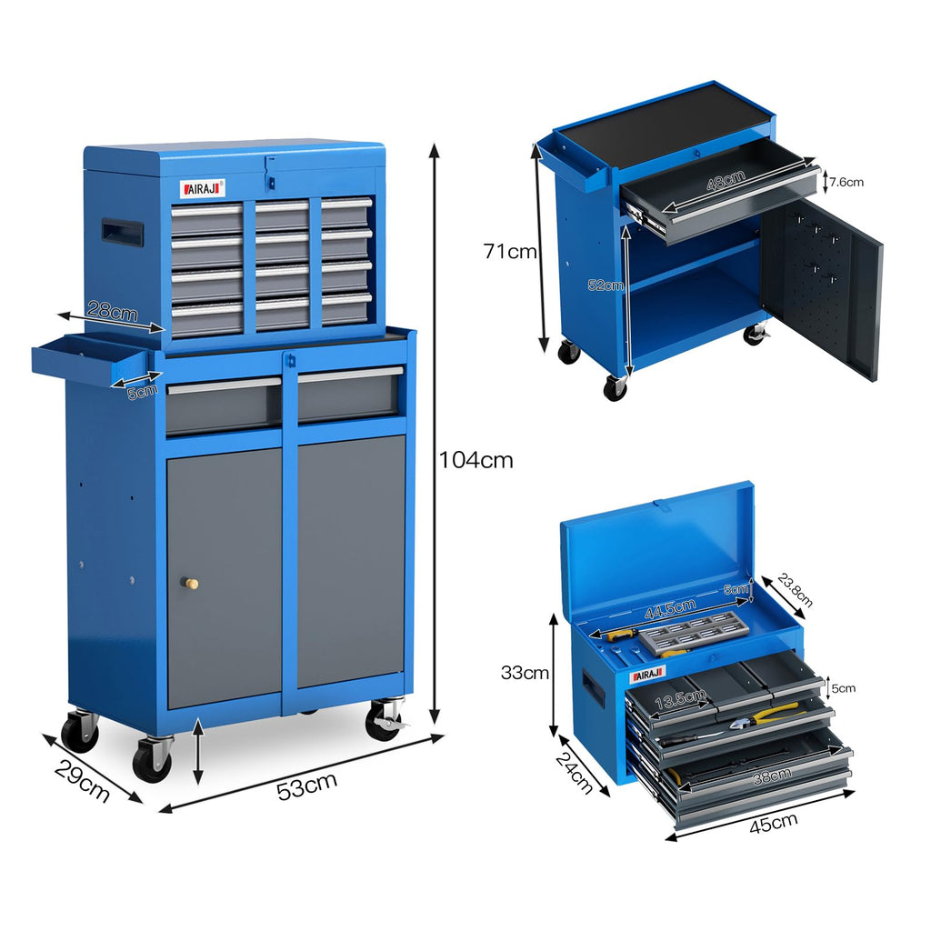 AIRAJ 7-Drawer Workshop Trolley with Removable Storage