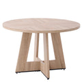 Rustic round dining table with wooden cross base from HJhomeheart, suitable for 4-6 people
