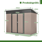 Metal Garden Shed with Sloped Roof and Tool Storage Cabinet