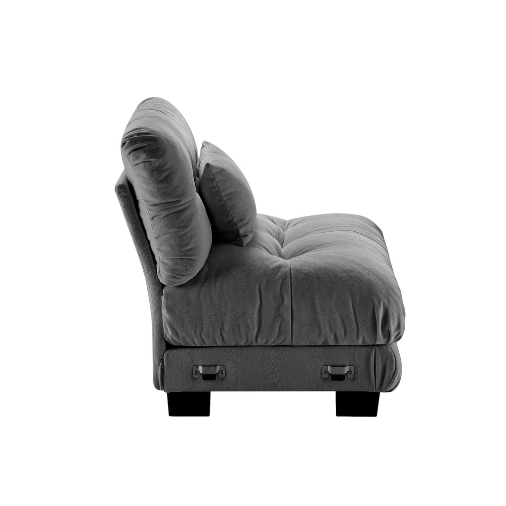 27 Armless Sofa with 1 Pillow, Gray