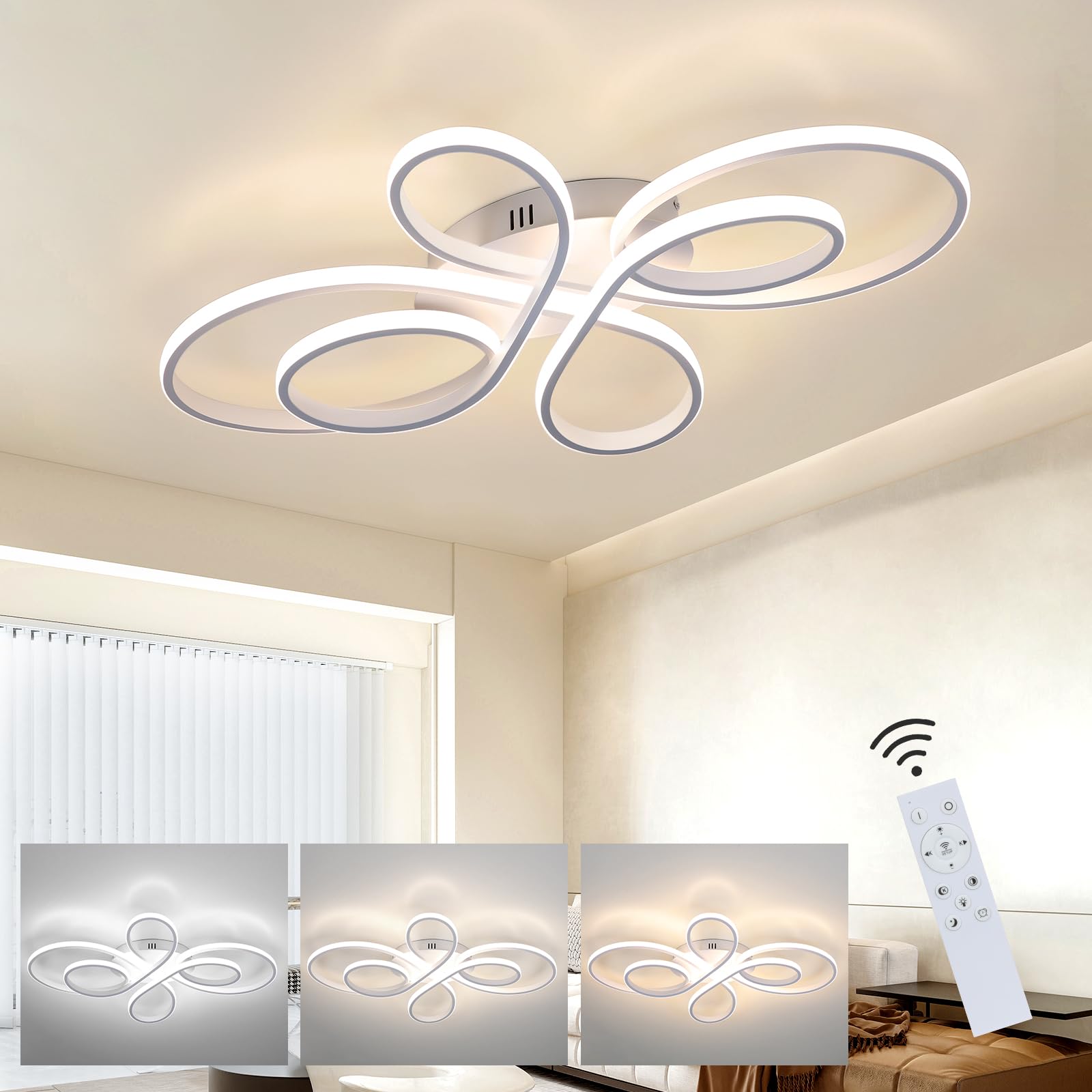 ZMH LED Ceiling Light with butterfly design, providing a warm and unique lighting effect