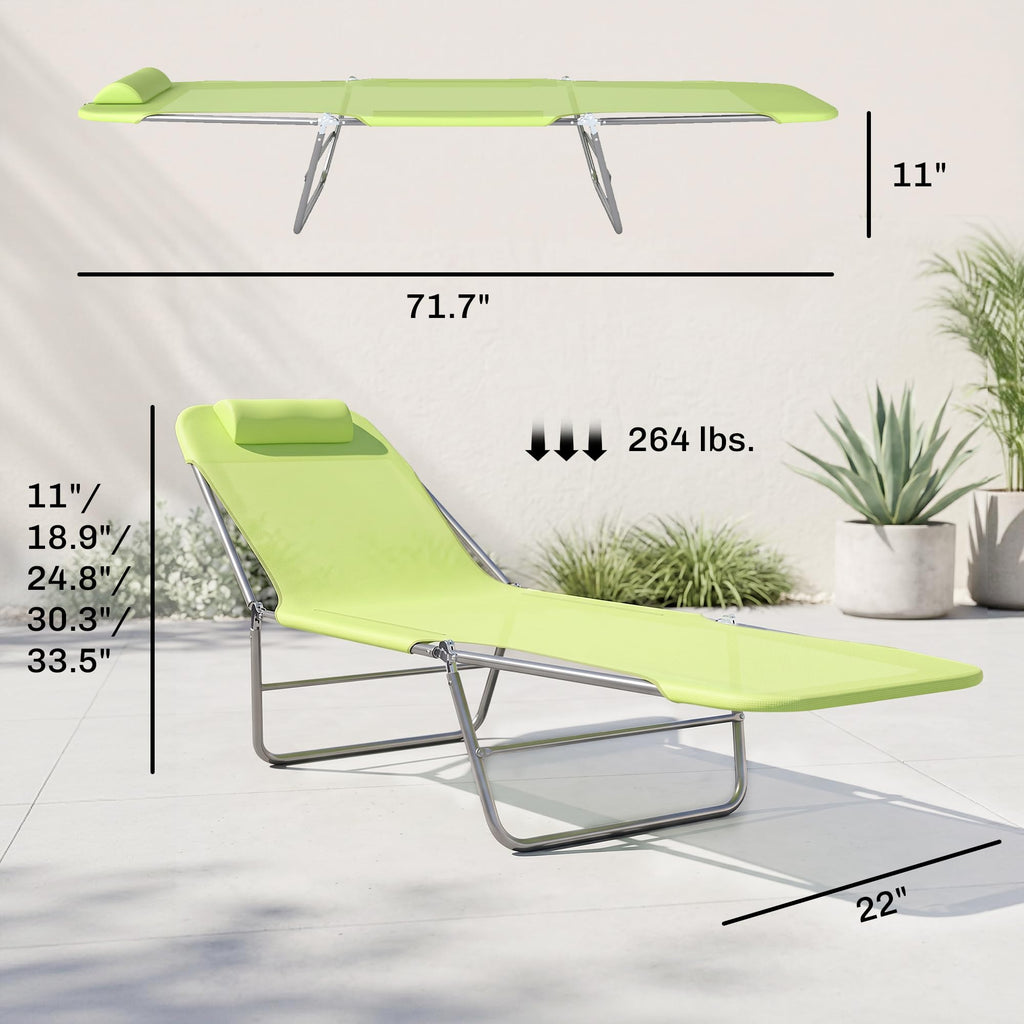 Outsunny Folding Chaise Lounge Pool Chairs with Pillow