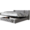 Elegant grey HAINEW Chesterfield upholstered bed with high headboard, diamond stitching, and hydraulic storage