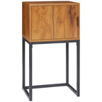 HOMCOM modern console table with natural wood look, black steel frame, and aluminum handles