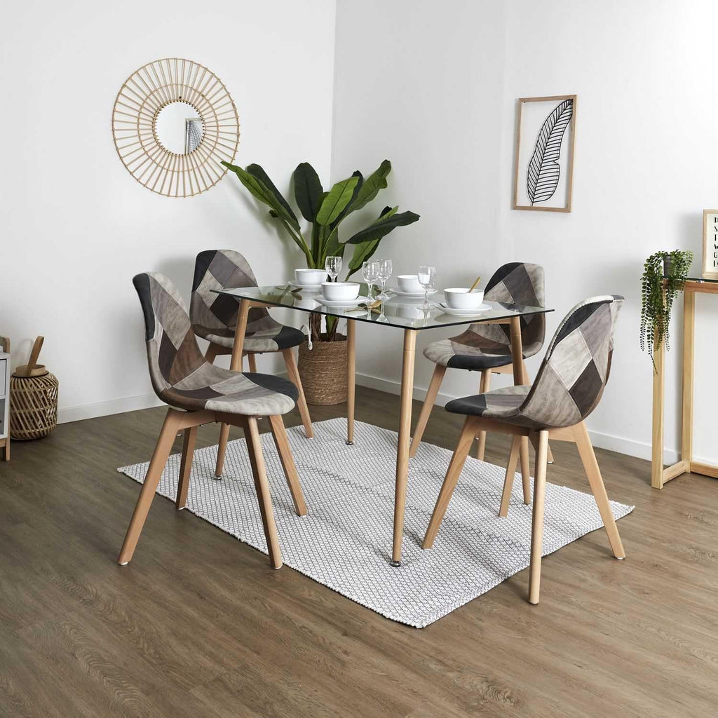 Home Deco Factory Scandinavian Style Patchwork Chairs Set of 2