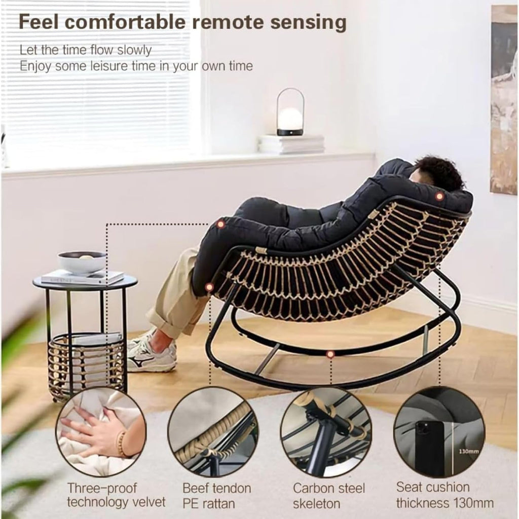 Patio Rocking Outdoor Papasan Chair with Cushion