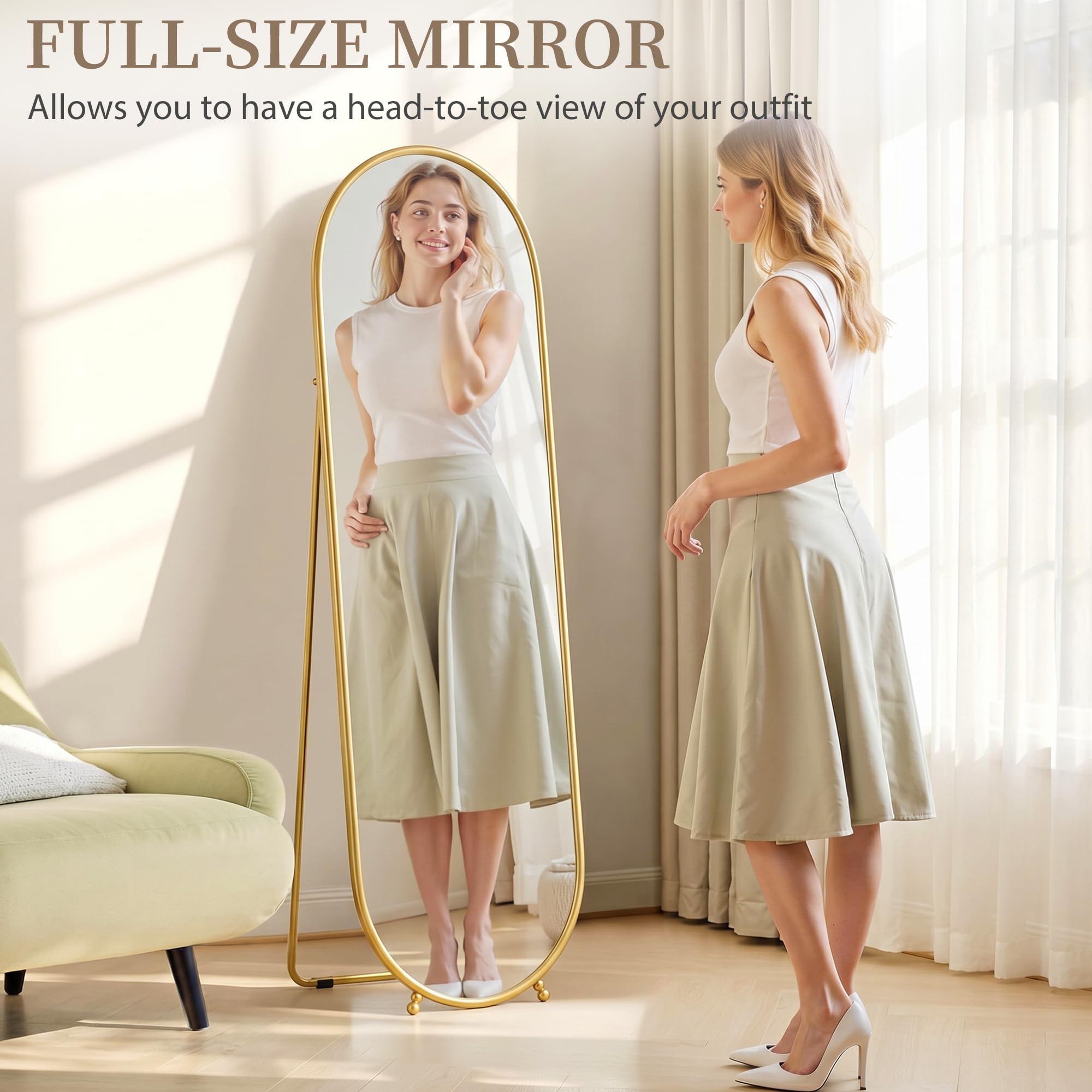 HOMCOM Full Length Leaner Mirror with Support Frame