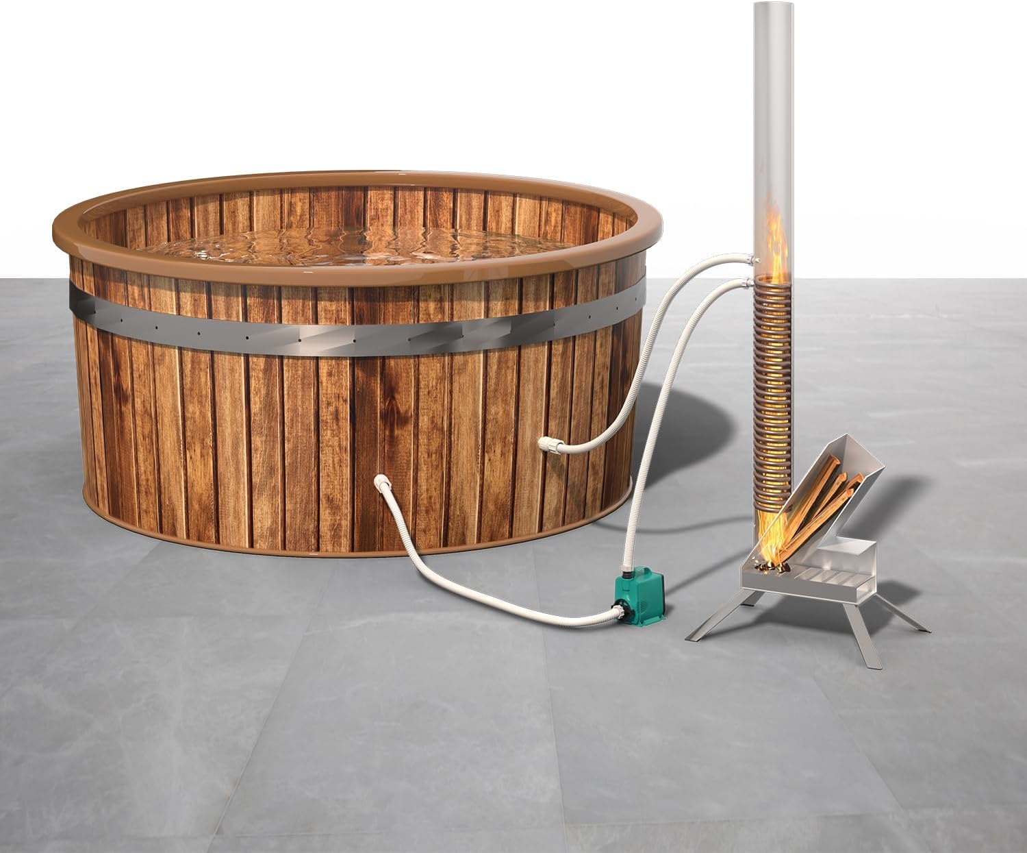FanceSwim Outdoor Wood Burning Heater for Hot Tub, Portable and Safe to Use