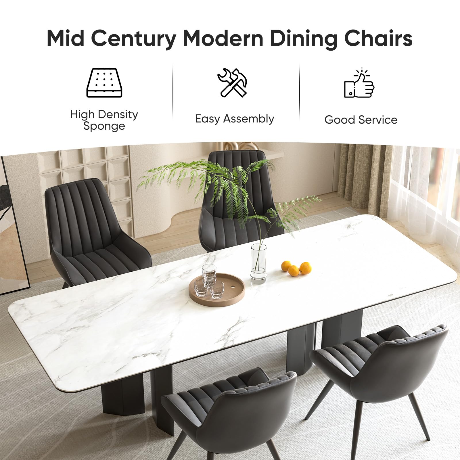 Nalupatio Modern Dining Chairs Set of 2 with Thick Cushions