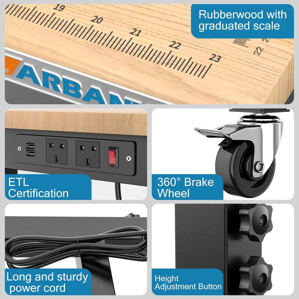LARBANKE Heavy Duty Workbench with Adjustable Height