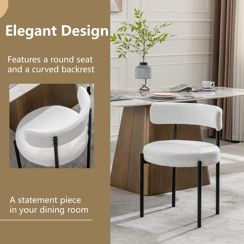 Forsalund Boucle Dining Chairs Set of 4 White