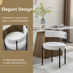 Forsalund Boucle Dining Chairs Set of 4, White Upholstered Mid-Century Modern