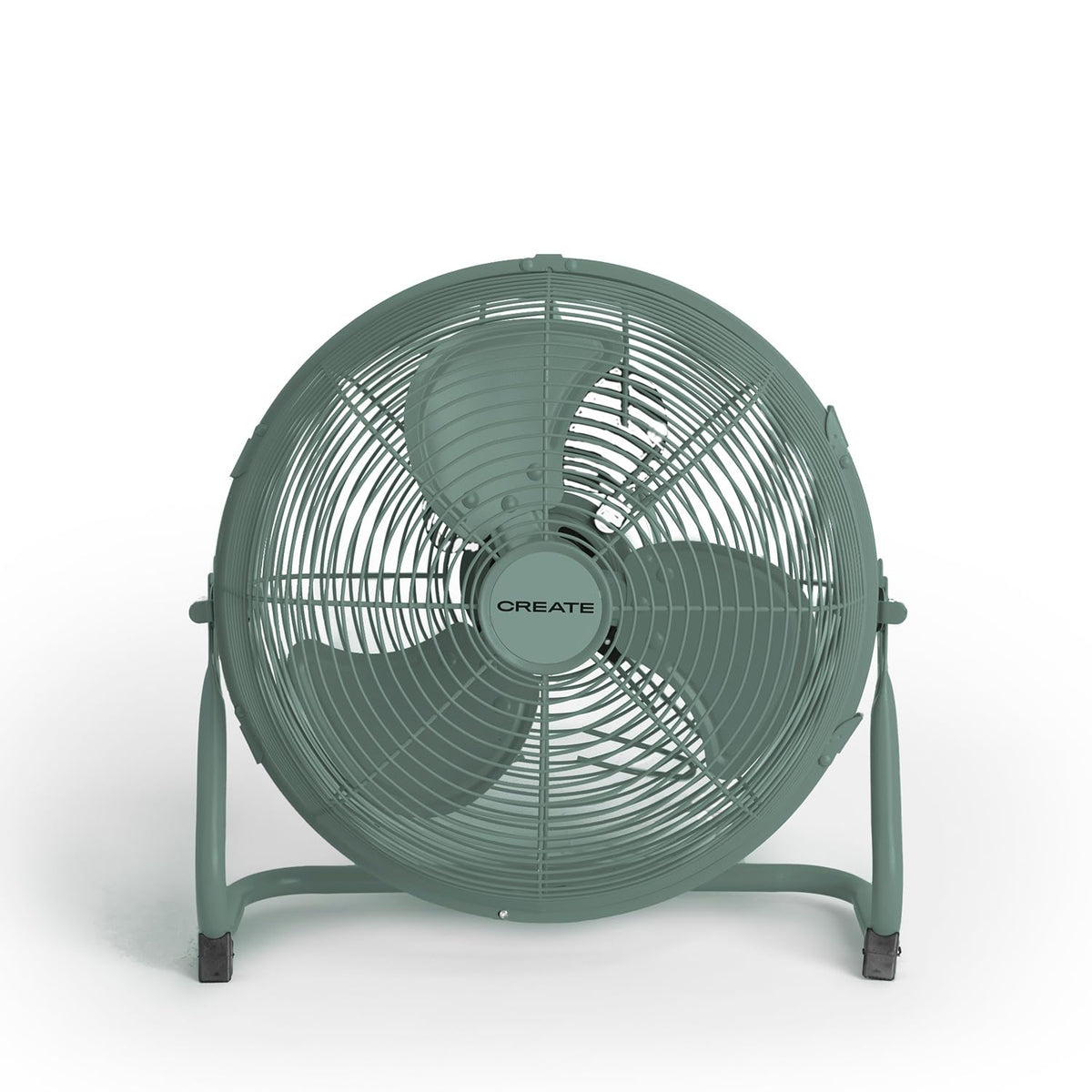 CREATE 12 Inch Sage Green Industrial Floor Fan with 3 speeds and 100% copper motor