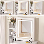 UDIYO Vanity Desk with LED Lights and Adjustable Brightness Mirror