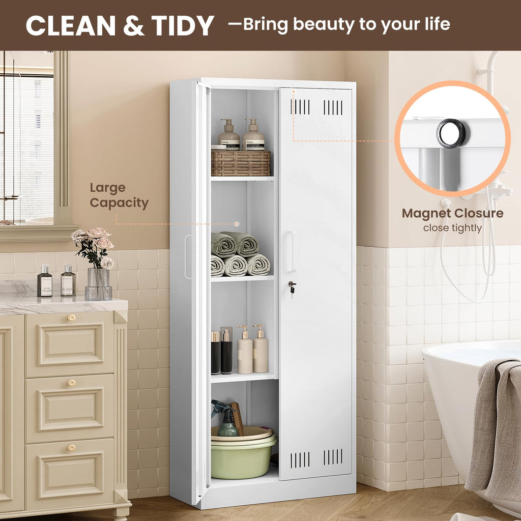 Sightlife Metal Storage Cabinet for Brooms and Mops