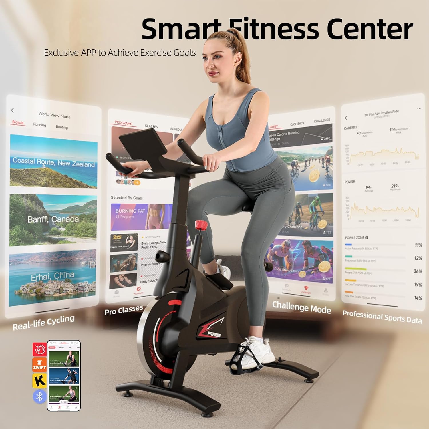 BluEarth Indoor Exercise Bike with Silent Magnetic Resistance