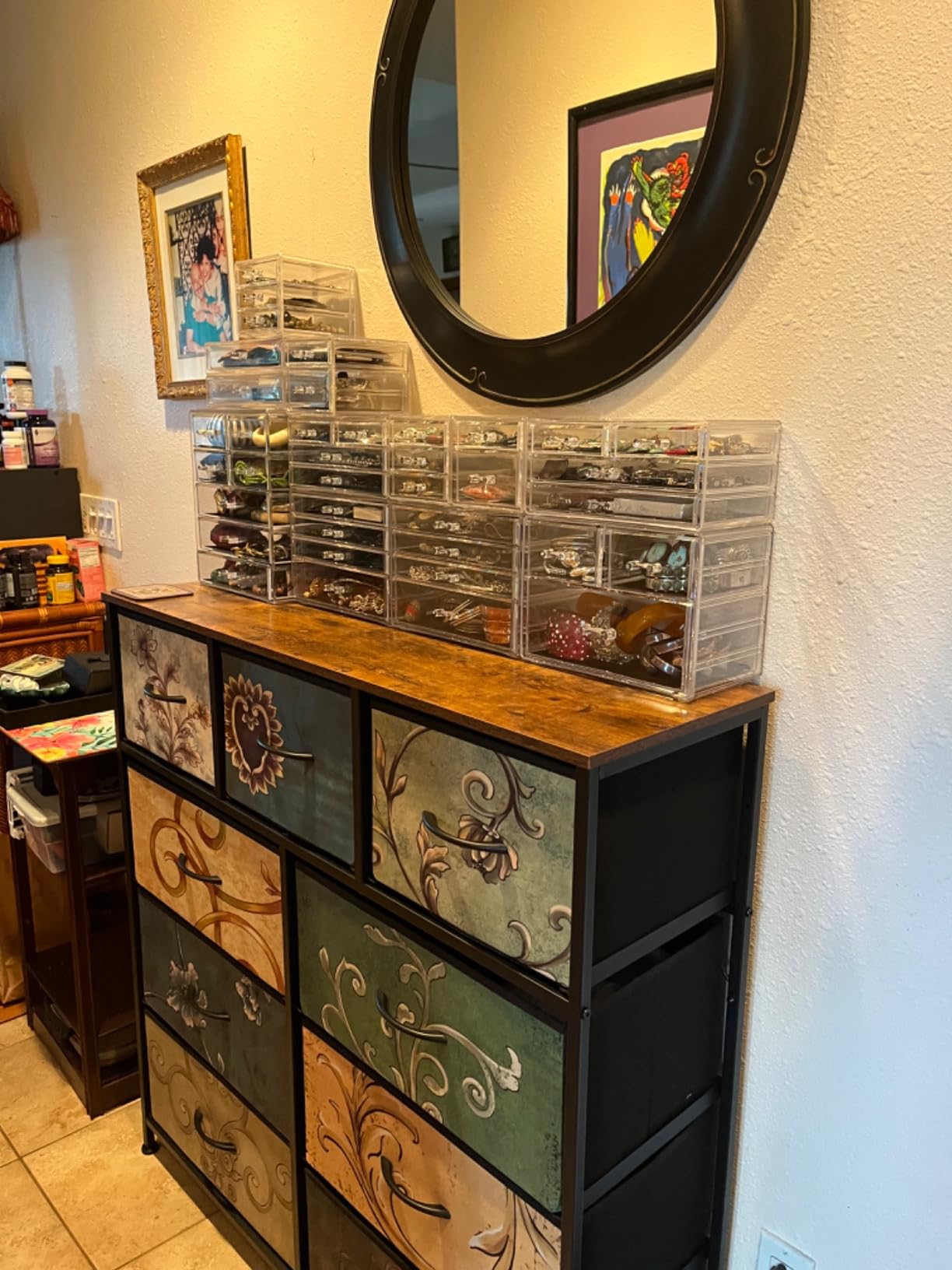 WLIVE Tall 9-Drawer Fabric Dresser with Wood Top