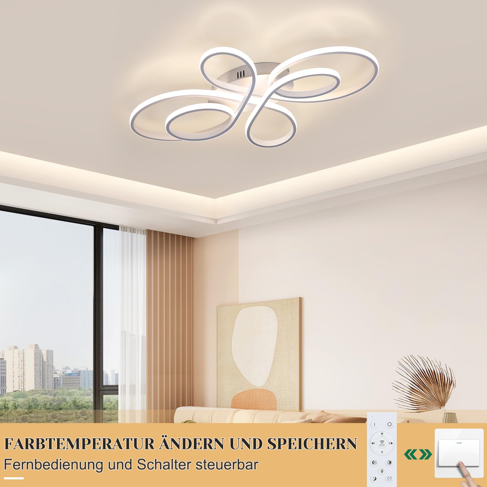 ZMH LED Ceiling Light with Unique Butterfly Design