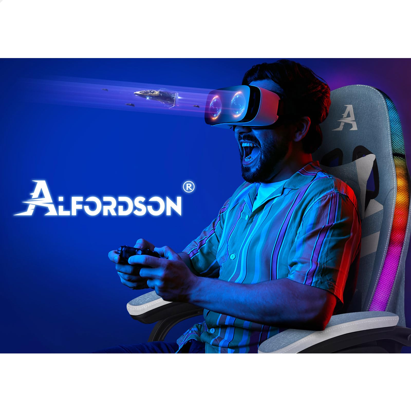 ALFORDSON Racing Gaming Chair with Massage and LED Lighting