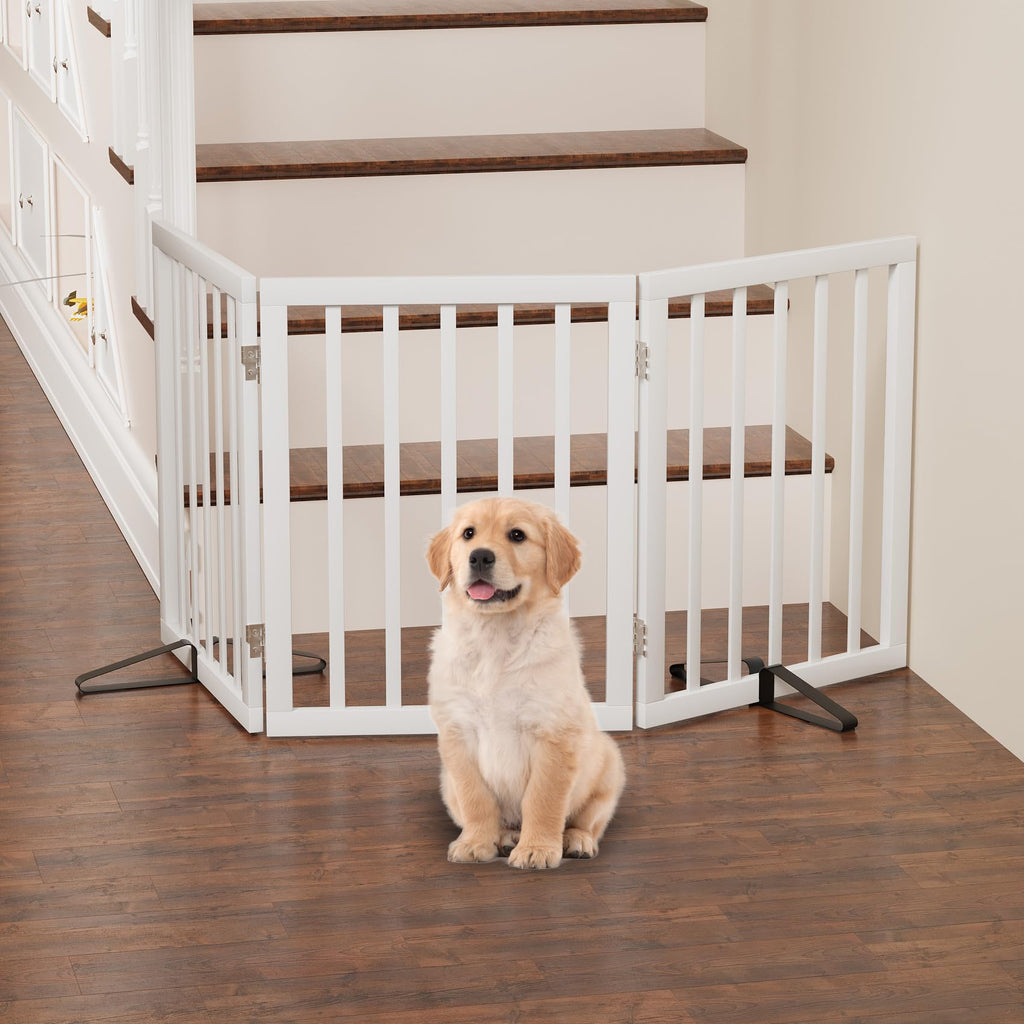 Algherohein Bamboo Freestanding Dog Gates for Doorways