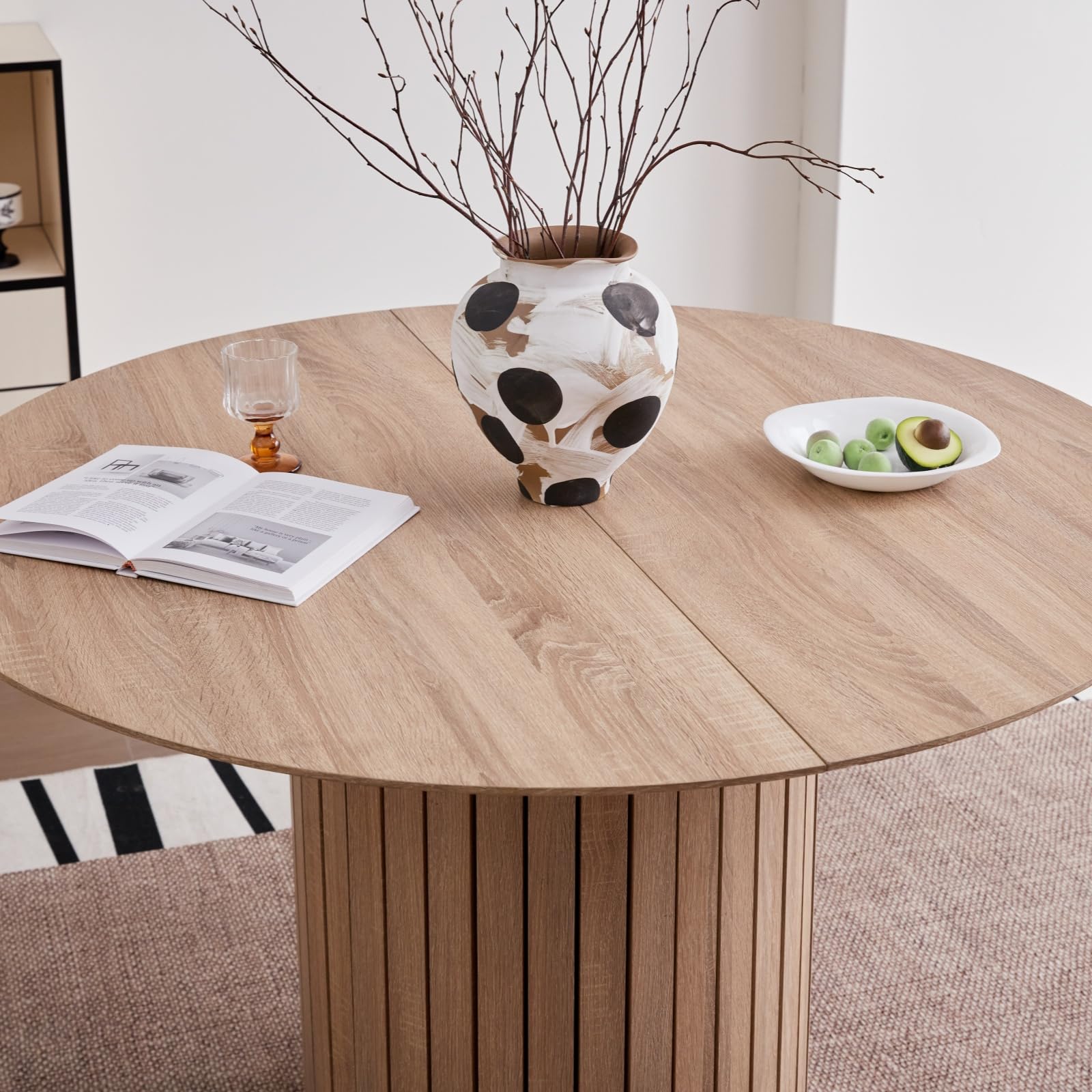 JZGORC Modern Round Wabi-Sabi Style Dining Table