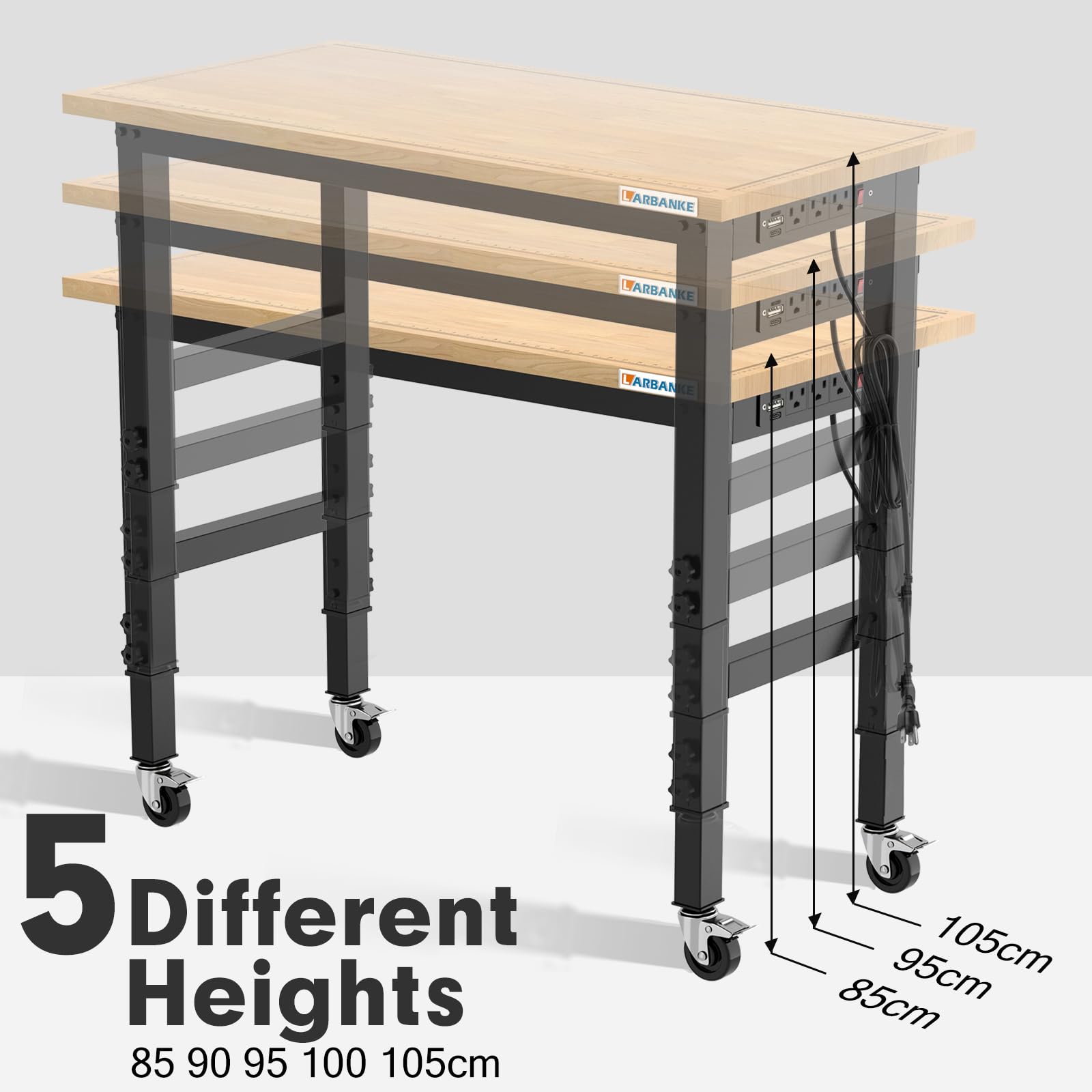 LARBANKE Heavy Duty Workbench with Adjustable Height