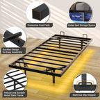 DICTAC Modern Metal Bed Frame with LED Lighting