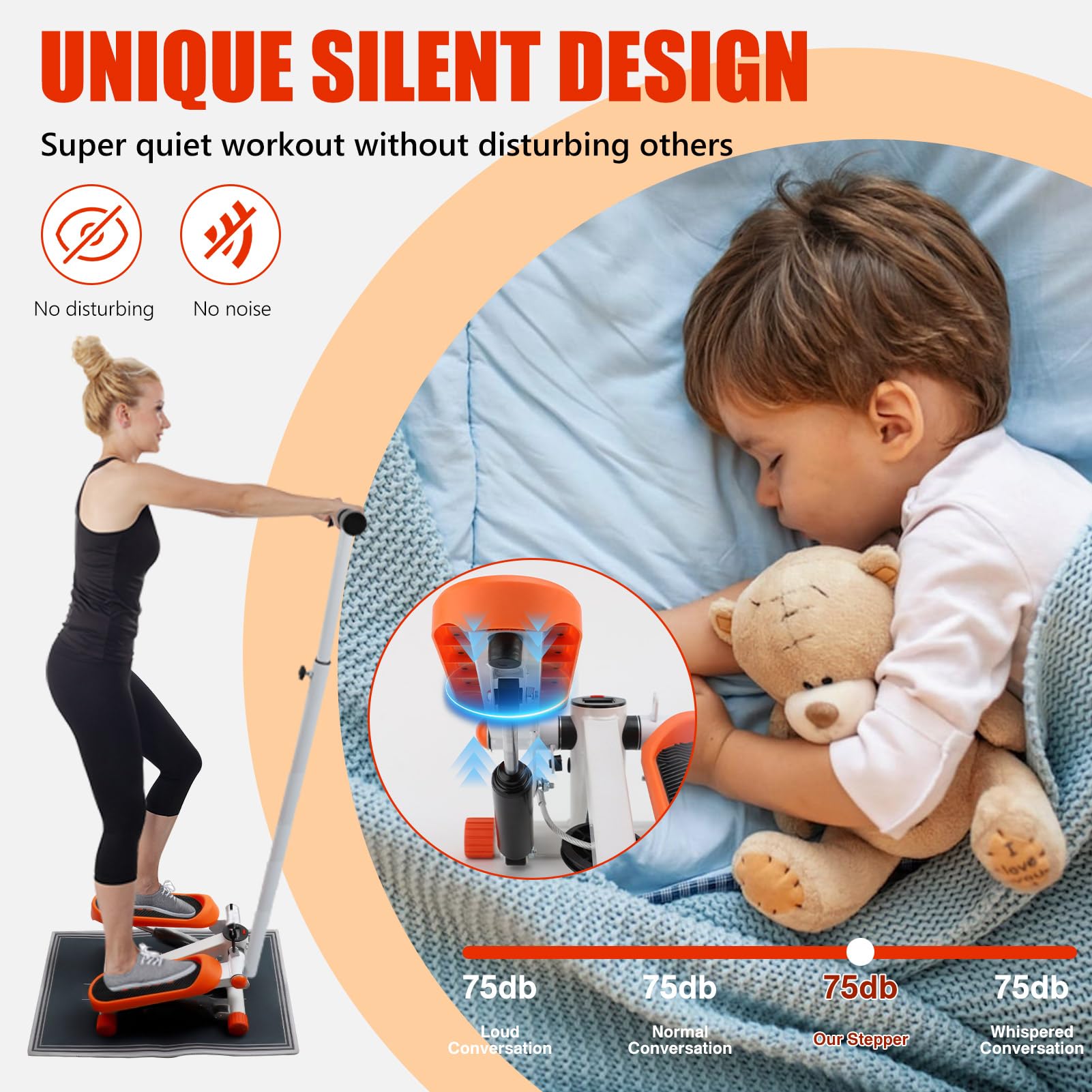 ZEMBSOYA 2 in 1 Stepper with Stand and Elastic Cord