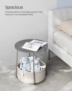 VASAGLE Modern Round Side Table with Fabric Basket