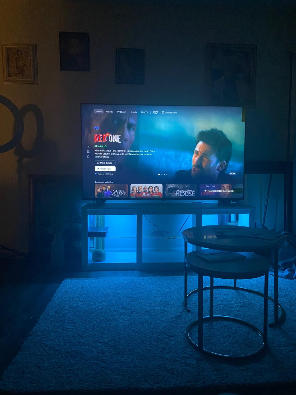 WLIVE Modern LED TV Stand with Glass Shelves