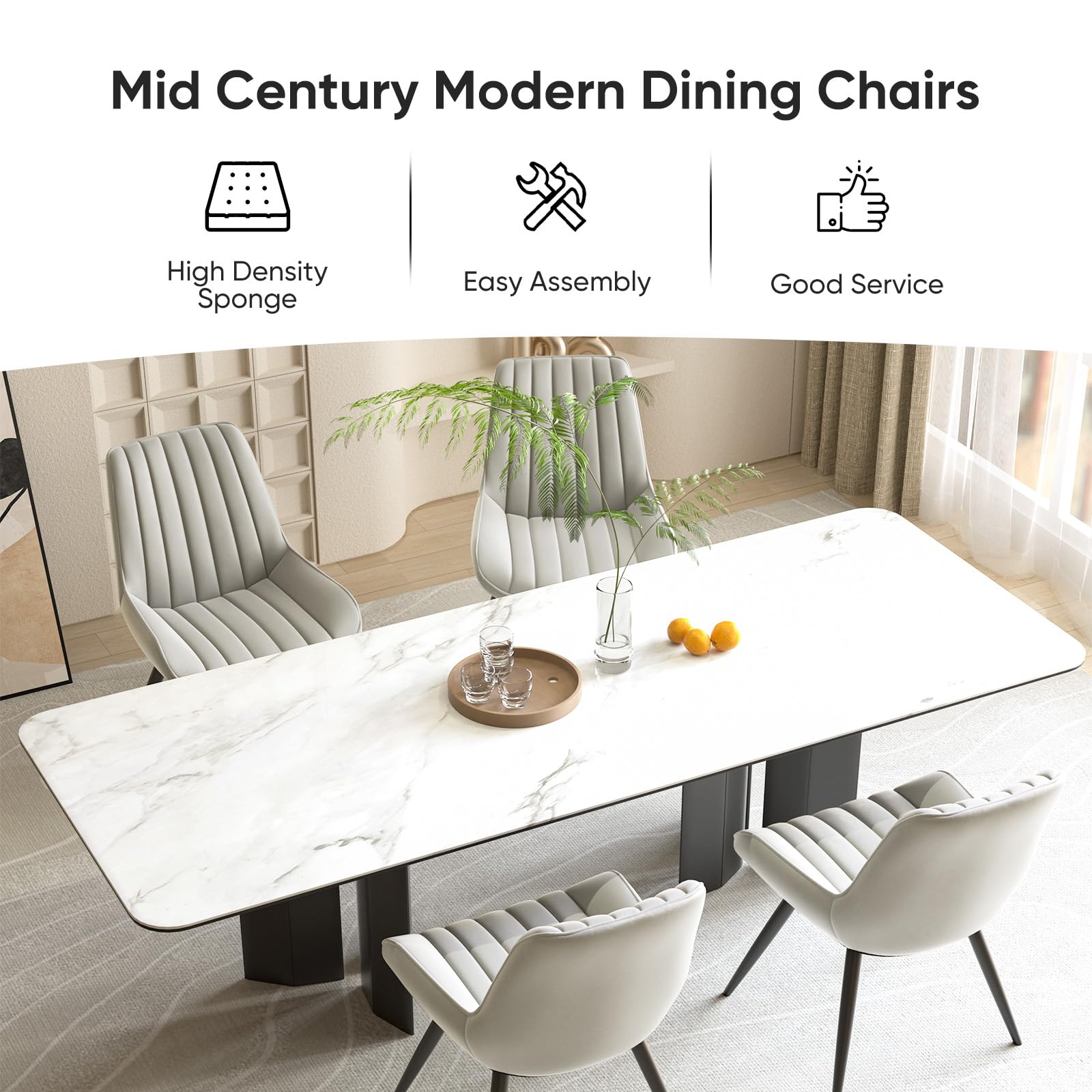 Nalupatio Modern Dining Chairs Set of 4 with Thick Cushions