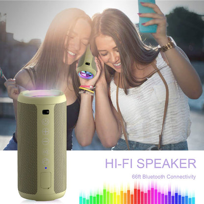 Sleek Waterproof Bluetooth Speaker with LED Lights – Immersive Sound for Outdoor and Indoor Adventures