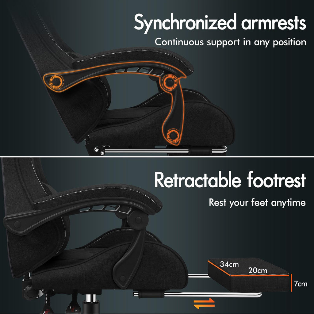 ELFORDSON High Back Gaming Chair with Massage Lumbar Cushion
