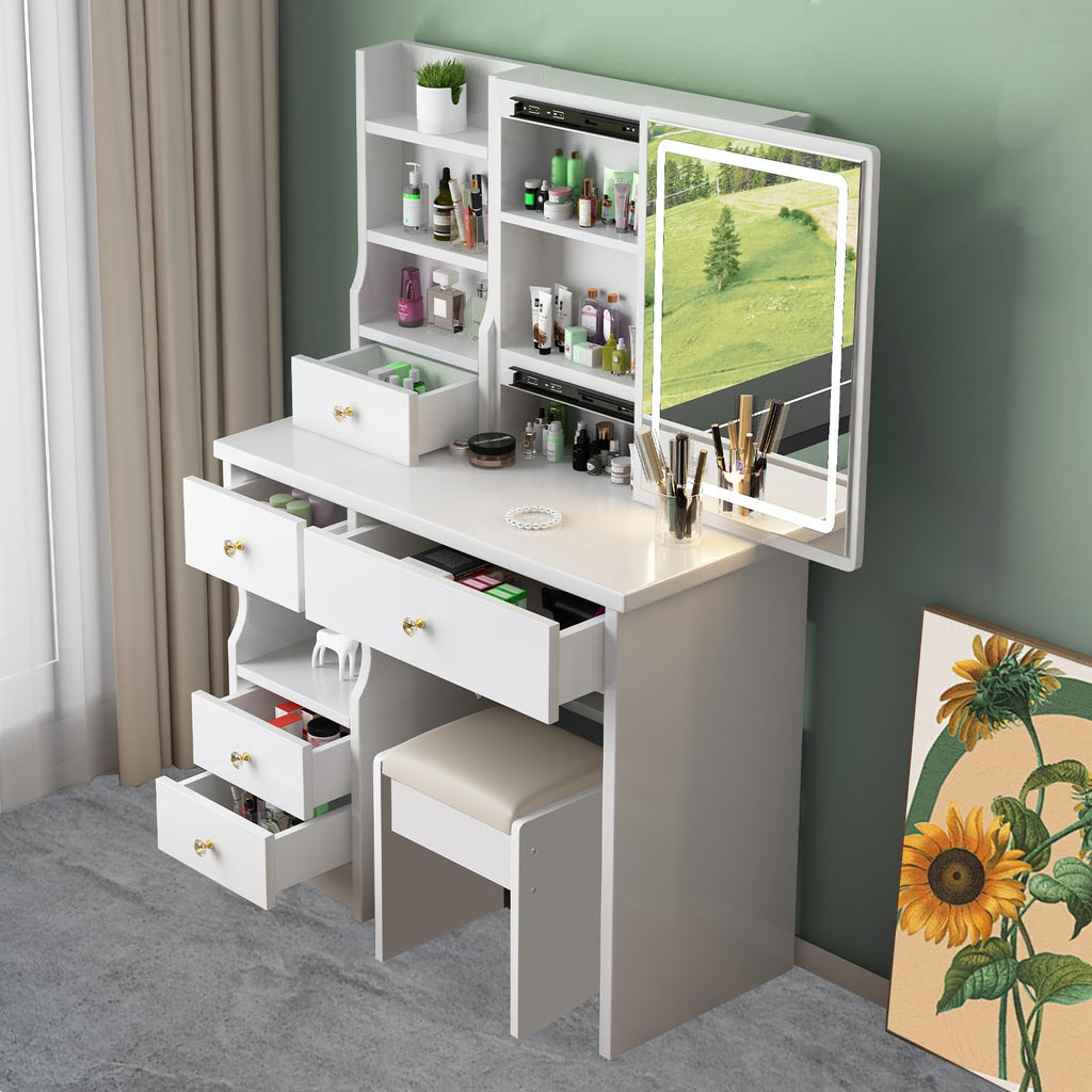 Freeboss T68 Modern Wooden Dressing Table with LED Lighting