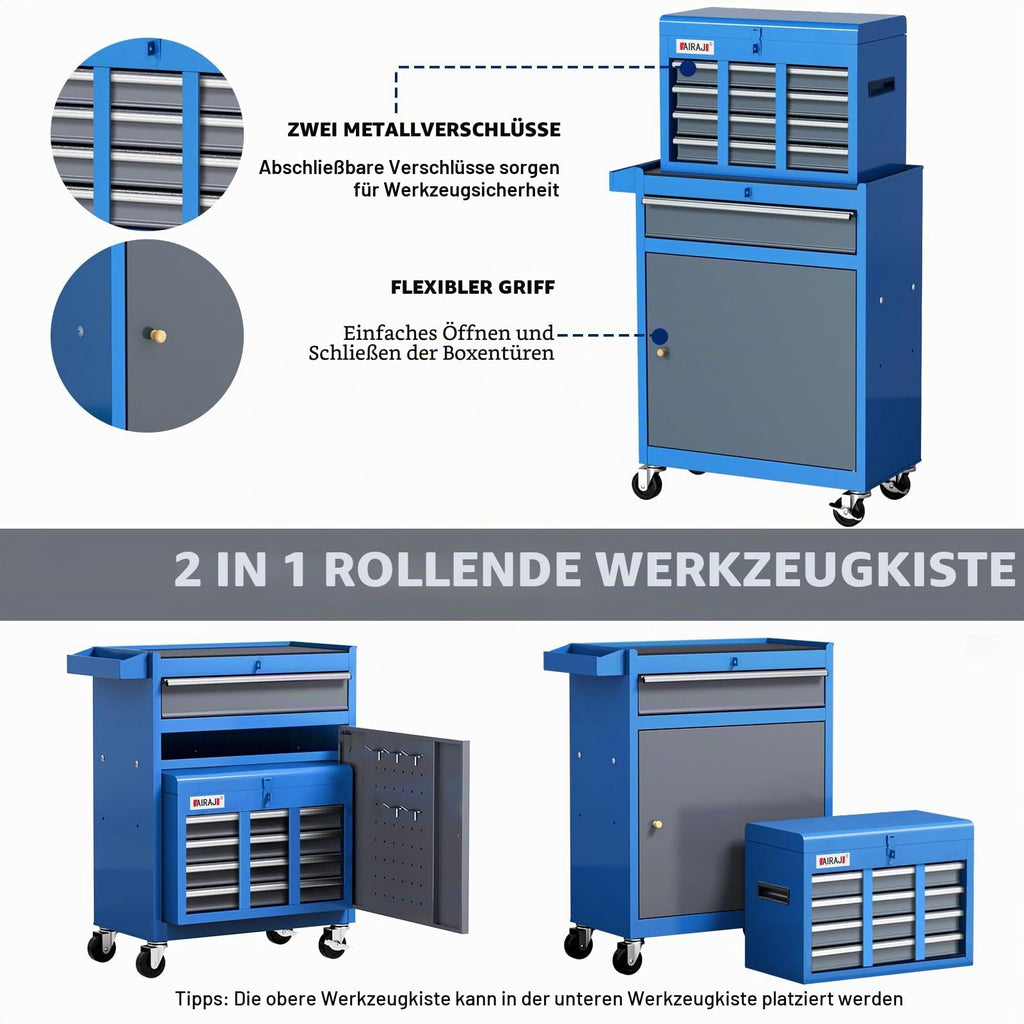 AIRAJ 7-Drawer Workshop Trolley with Removable Storage