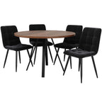 ZKLOEP Round Dining Table, Walnut-Colored MDF Top and Black Metal Legs