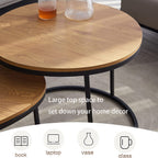 HJhomeheart Round Nesting Tables Set of 2 Light Brown
