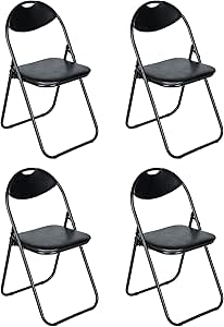 Nyxi Folding Padded Chairs - Set of 4 Black Faux Leather