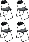 Nyxi Folding Padded Chairs - Set of 4 Black Faux Leather