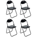Set of 4 black Nyxi Paris faux leather folding chairs with padded seats and backrests